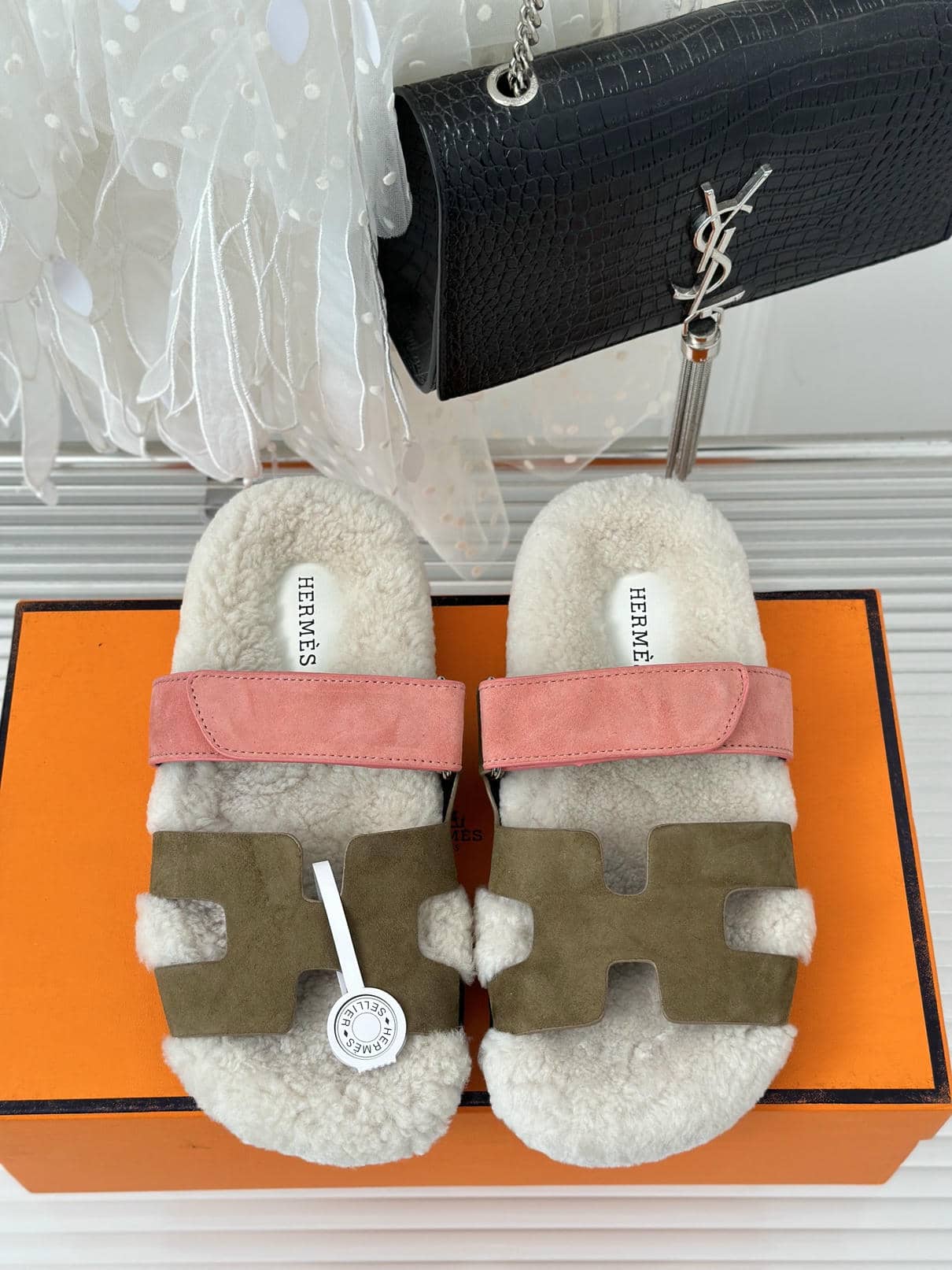 Hermès fur slippers-45
